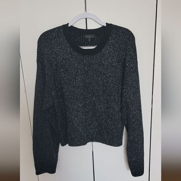 NWT Rag & Bone Jubilee Metallic Merino Wool Crop Sweater - Picture 8 of 13